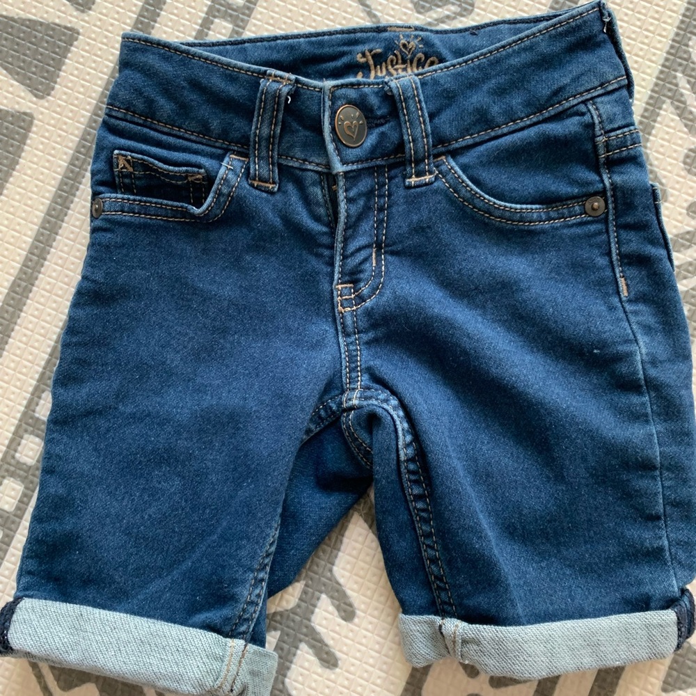 Justice Kids Dark Blue Rolled Cuff Shorts